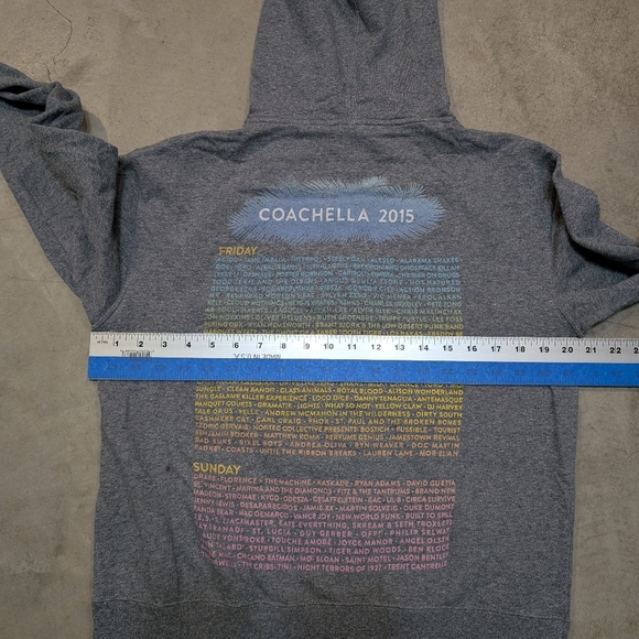 Coachella 2015 Hoodie Full Zip Adult M Gray Music Concert - Picture 7 of 9